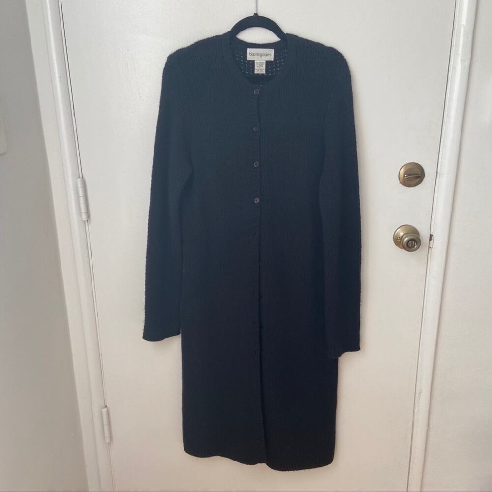 Wool and Angora Black Knit Maxi Cardigan